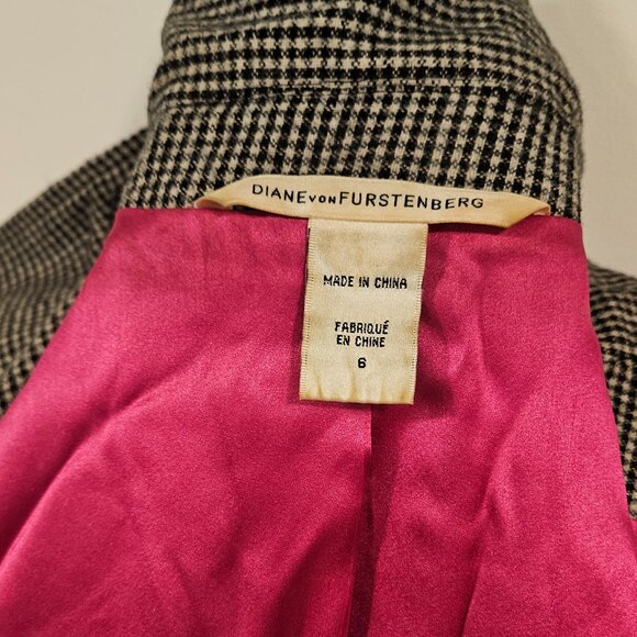 DVF 'Theobald' Blazer-Jacket, Houndstooth Print, Size 6 - Picture 8 of 13